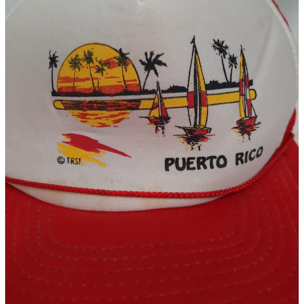 Vintage 80s Puerto Rico Snap Back Foam Trucker Hat Baseball Cap - Picture 10 of 10